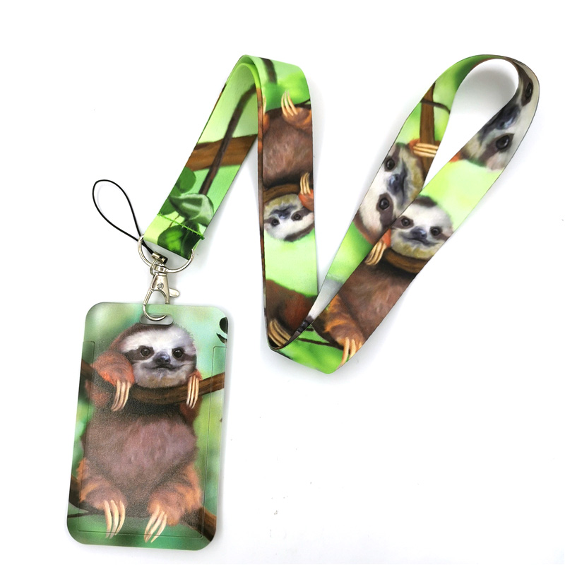 Neck Hanging Phone Holder - Animal real preguiça anime cordão crachá