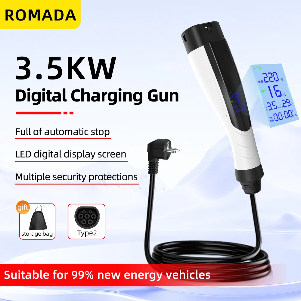 Romada novo 3.5kw 16a portátil - Fast Charging Cable avaliação e preço